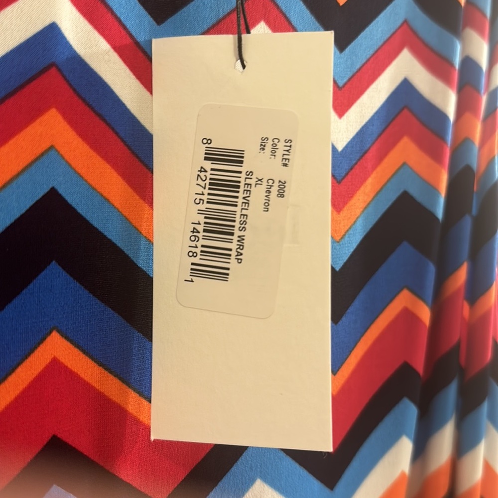 Colorful Leota Finley Jersey Faux Wrap Dress Chevron Dress, XL - Picture 6 of 6